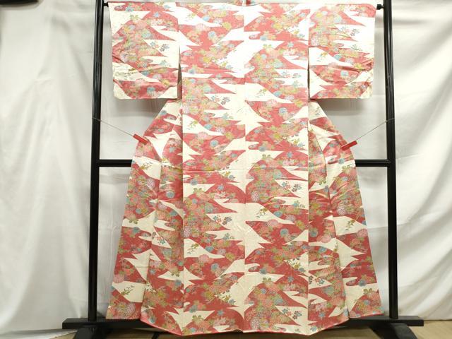 平和屋着物■上質な小紋　花車文　正絹　逸品　DABF4595qa