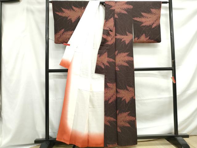 平和屋着物■上質な小紋 枝葉文 正絹 逸品 DABF4597qa
