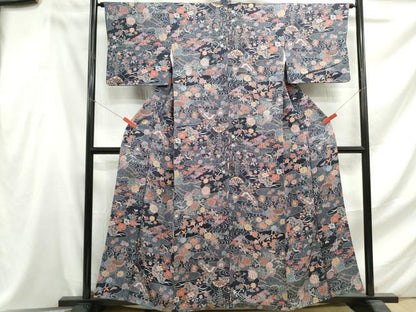 平和屋着物■上質な小紋　エ霞花文　正絹　逸品　DABF4600qa