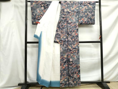 平和屋着物■上質な小紋　エ霞花文　正絹　逸品　DABF4600qa