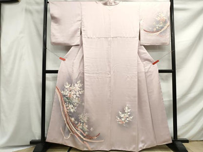 平和屋着物■訪問着　鬘帯枝花文　暈し染め　金彩　正絹　逸品　DABF4601qa