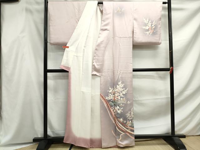 平和屋着物■訪問着　鬘帯枝花文　暈し染め　金彩　正絹　逸品　DABF4601qa