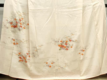 平和屋着物■訪問着　刺繍　草花文　暈し染め　金彩　正絹　逸品　DABF4606qa