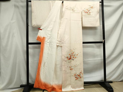 平和屋着物■訪問着　刺繍　草花文　暈し染め　金彩　正絹　逸品　DABF4606qa