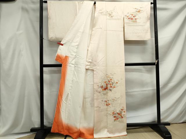 平和屋着物■訪問着　刺繍　草花文　暈し染め　金彩　正絹　逸品　DABF4606qa