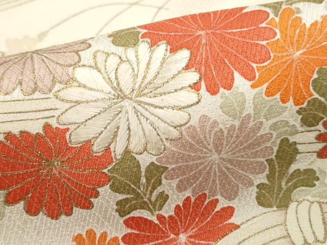 平和屋着物■訪問着　刺繍　草花文　暈し染め　金彩　正絹　逸品　DABF4606qa