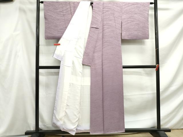 平和屋着物■上質な色無地　流水地紋　浅紫色　正絹　逸品　DABF4607qa