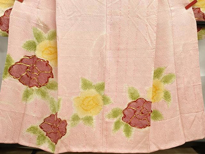 平和屋着物■豪華振袖　駒刺繍　絞り　舞花文　暈し染め　正絹　逸品　DABF4619qa