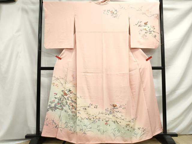 平和屋着物■訪問着　枝花文　暈し染め　金銀彩　正絹　逸品　DABF4621qa