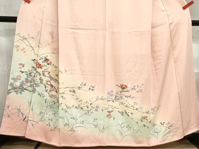 平和屋着物■訪問着　枝花文　暈し染め　金銀彩　正絹　逸品　DABF4621qa