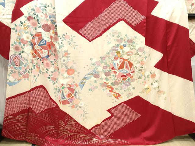 平和屋着物■豪華振袖　駒刺繍　絞り　手鞠舞桜文　金銀彩　正絹　逸品　DABF4622qa