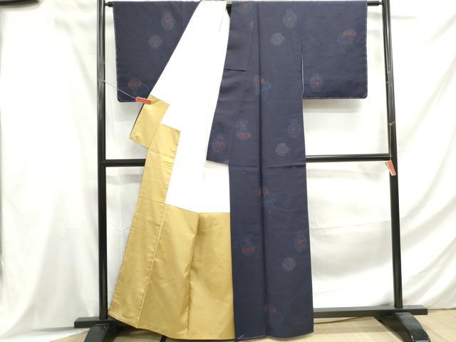 平和屋着物■上質な紬　陶器文　正絹　逸品　DABF4623qa