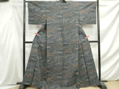 平和屋着物■上質な紬　風景文　正絹　逸品　DABF4625qa