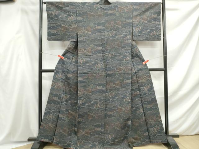 平和屋着物■上質な紬　風景文　正絹　逸品　DABF4625qa
