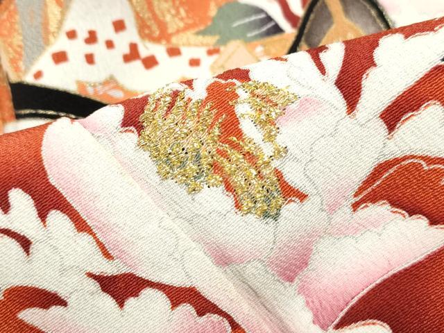 平和屋着物■豪華黒留袖　刺繍　扇面御所車花文　暈し染め　金糸　金彩　正絹　逸品　DABF4626qa