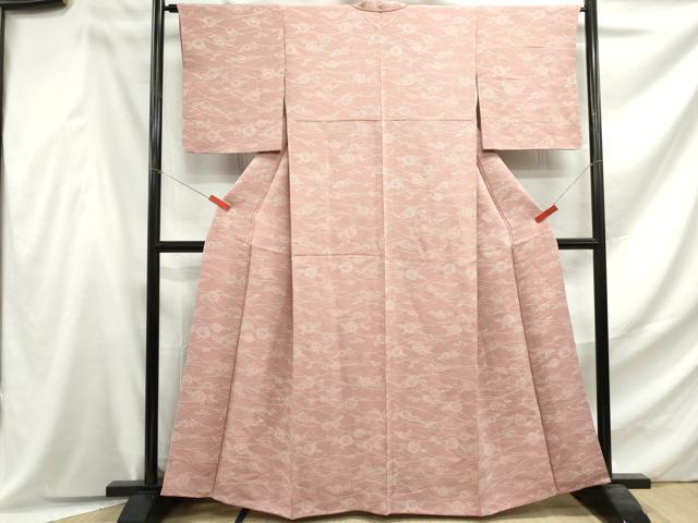 平和屋着物■上質な小紋　舞花文　鬼しぼ縮緬　正絹　逸品　DABF4629qa