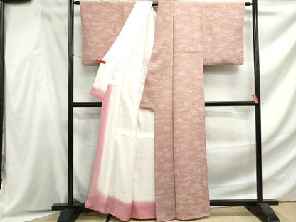 平和屋着物■上質な小紋　舞花文　鬼しぼ縮緬　正絹　逸品　DABF4629qa