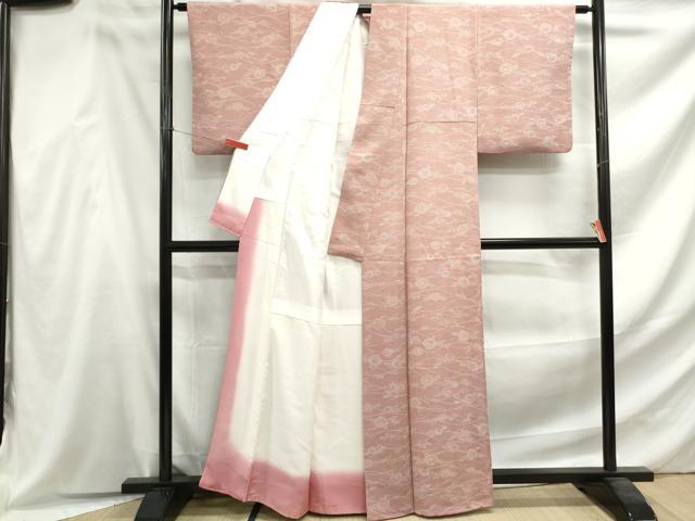 平和屋着物■上質な小紋　舞花文　鬼しぼ縮緬　正絹　逸品　DABF4629qa