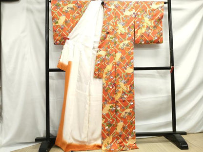 平和屋着物■上質な小紋　扇面花文　金彩　正絹　逸品　DABF4631qa
