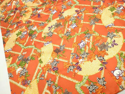 平和屋着物■上質な小紋　扇面花文　金彩　正絹　逸品　DABF4631qa