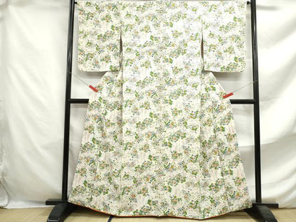平和屋着物■上質な小紋 扇面花文 正絹 逸品 DABF4638qa