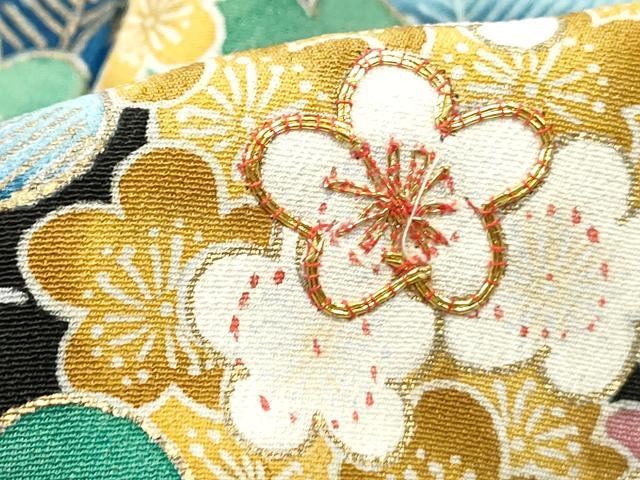 平和屋着物■豪華黒留袖 駒刺繍 枝梅松文 金彩 正絹 逸品 DABF4639qa
