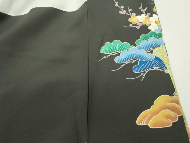 平和屋着物■豪華黒留袖 駒刺繍 枝梅松文 金彩 正絹 逸品 DABF4639qa
