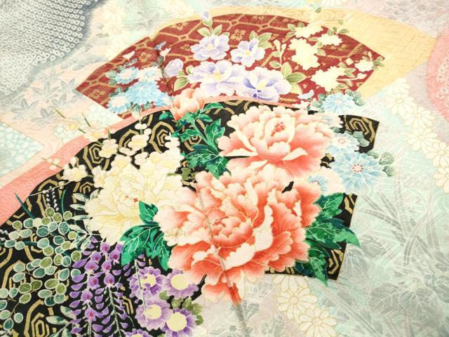 平和屋着物■豪華振袖 絞り 重ね地紙花文 暈し染め 金彩 正絹 逸品 DABF4647qa