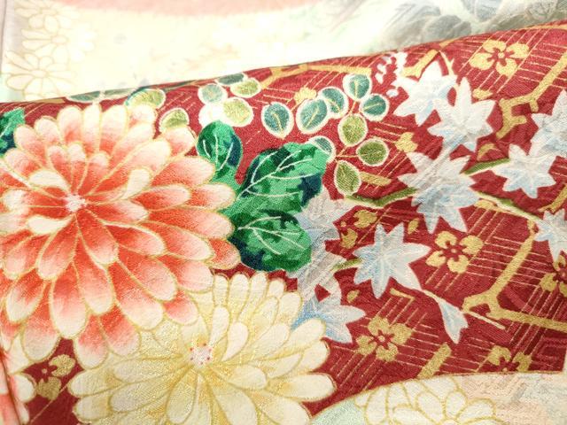 平和屋着物■豪華振袖 絞り 重ね地紙花文 暈し染め 金彩 正絹 逸品 DABF4647qa