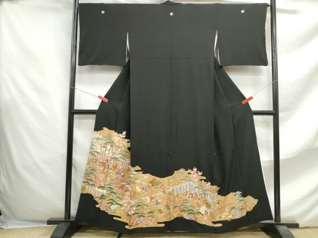 平和屋着物■豪華黒留袖 人物風景文 金彩 正絹 逸品 DABF4652qa