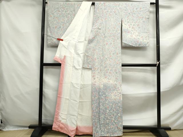 平和屋着物■訪問着 更紗花文 暈し染め 正絹 逸品 DABF4654qa