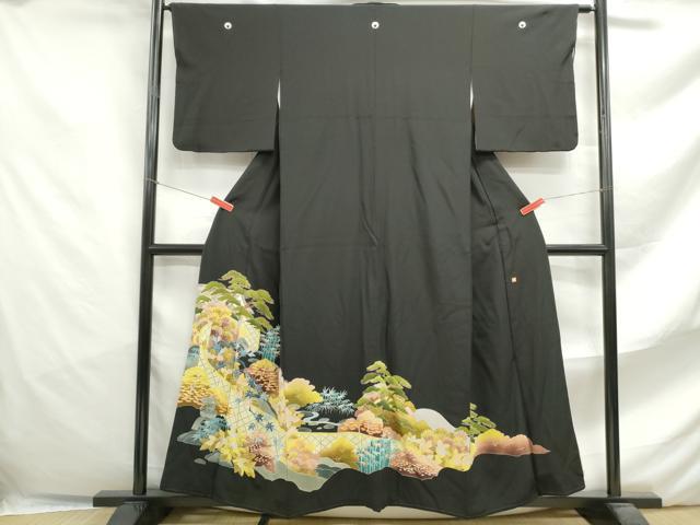 平和屋着物■豪華黒留袖 作家物 風景枝松花文 金彩 正絹 逸品 DABF4659qa