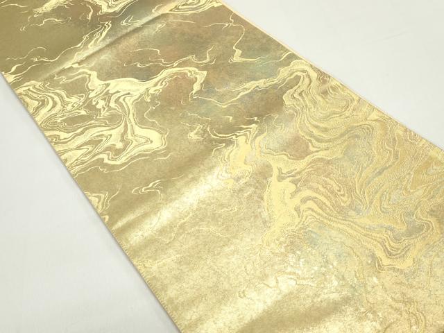 平和屋着物◎六通柄袋帯 立波文 金糸 引箔 正絹 逸品 DABF4661qa