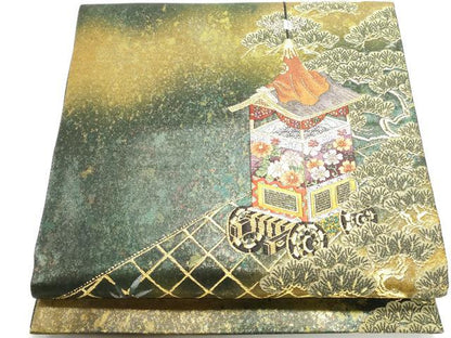 平和屋着物◎六通柄袋帯 唐織 浜松文 金糸 引箔 正絹 逸品 DABF4672qa