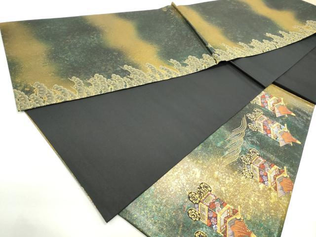 平和屋着物◎六通柄袋帯 唐織 浜松文 金糸 引箔 正絹 逸品 DABF4672qa