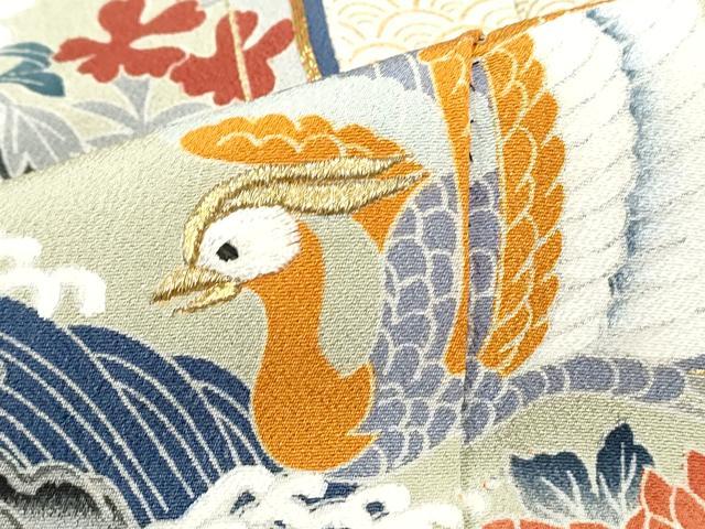平和屋着物■豪華黒留袖　駒刺繍　屏風花鳥文　金糸　金彩　正絹　逸品　DABF4697qa