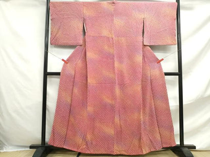 平和屋着物■大変加工の良い総絞り小紋　暈し染め　正絹　逸品　DABF4702qa