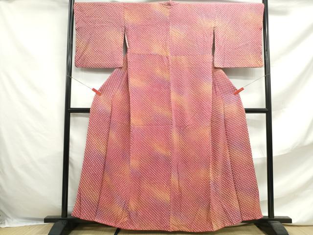 平和屋着物■大変加工の良い総絞り小紋　暈し染め　正絹　逸品　DABF4702qa