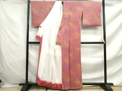 平和屋着物■大変加工の良い総絞り小紋　暈し染め　正絹　逸品　DABF4702qa