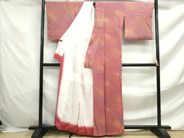 平和屋着物■大変加工の良い総絞り小紋　暈し染め　正絹　逸品　DABF4702qa