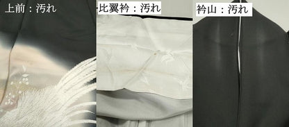 平和屋着物■豪華黒留袖　刺繍　立波花鳥文　暈し染め　金彩　正絹　逸品　DABF4703qa