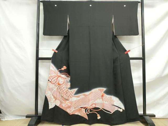 平和屋着物■豪華黒留袖　駒刺繍　江戸紐鬘帯文　暈し染め　銀彩　正絹　逸品　DABF4707qa