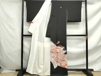 平和屋着物■豪華黒留袖　駒刺繍　江戸紐鬘帯文　暈し染め　銀彩　正絹　逸品　DABF4707qa