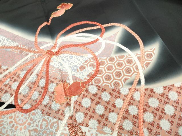 平和屋着物■豪華黒留袖　駒刺繍　江戸紐鬘帯文　暈し染め　銀彩　正絹　逸品　DABF4707qa