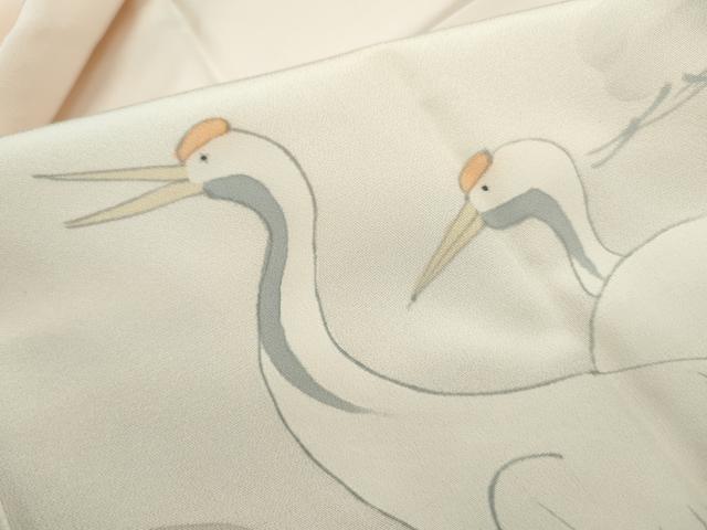 平和屋着物■長襦袢　無双仕立て　手描き　枝松文　鶴　暈し染め　半衿刺繍　正絹　逸品　DABF4713qa