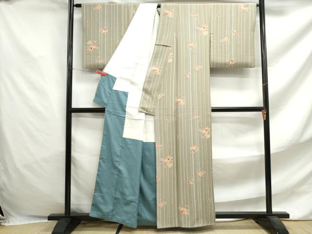 平和屋着物■上質な小紋　枝椿間道　正絹　逸品　DABF4716qa