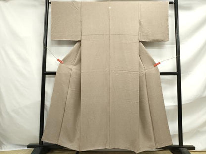 平和屋着物■上質な色無地　霞地紋　白橡色　正絹　逸品　DABF4717qa
