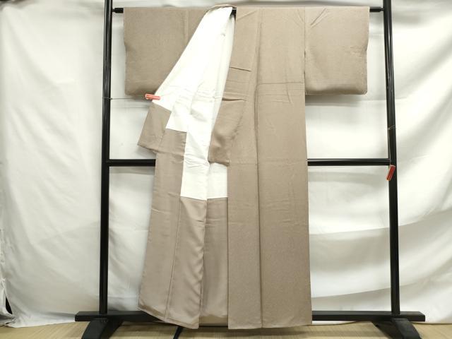 平和屋着物■上質な色無地　霞地紋　白橡色　正絹　逸品　DABF4717qa