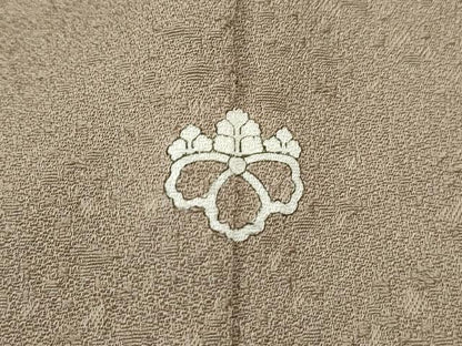 平和屋着物■上質な色無地　霞地紋　白橡色　正絹　逸品　DABF4717qa