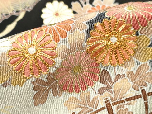 平和屋着物■豪華黒留袖　作家物　駒刺繍　風景花文　暈し染め　金彩　正絹　逸品　DABF4724qa